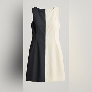 Jil Sander Black & White Panel Sleeveless A-Line Dress – Italian Cotton, Size 36